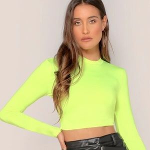 Lime Green Long Sleeve Crop Top